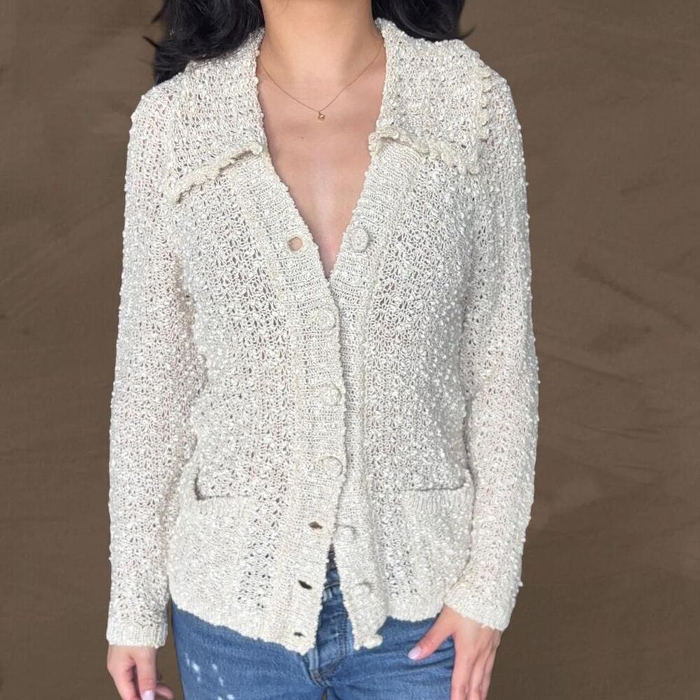 Pallas Irish loomed cream cardigan vintage  unique